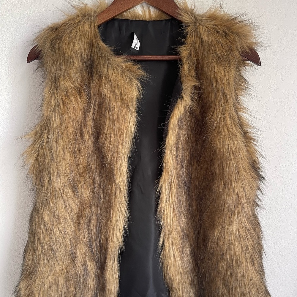 Faux Fur Y2K Tan/Brown Vest